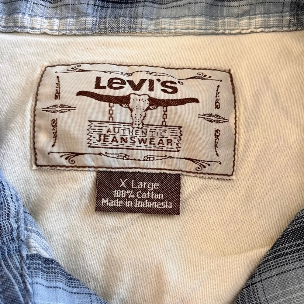 Levi's Men's Blue Plaid‎ Button-Up Western Shirt
